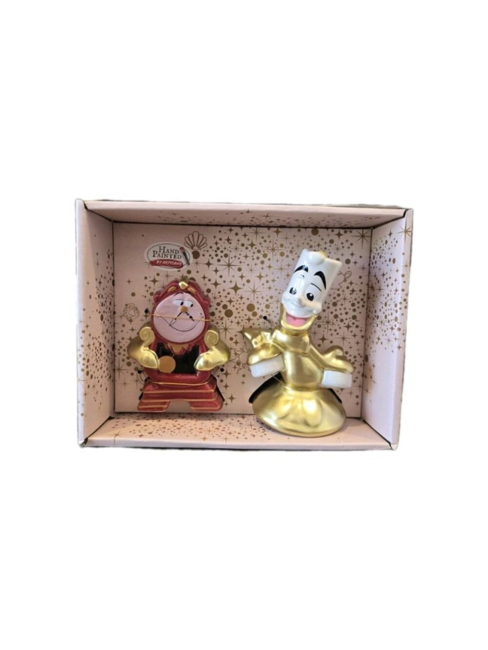 ZRIKE Disney Beauty & The Beast Cogsworth Clock Lumiere Salt & Pepper Shakers